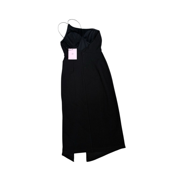 Hello Molly Dress Womens Size 4 Black One Shoulder Event Occation Sexy Midi New - Picture 5 of 12